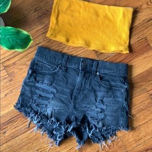 High waisted denim shorts